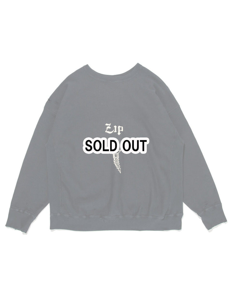 ZIP DAMAGED CREW SWEAT