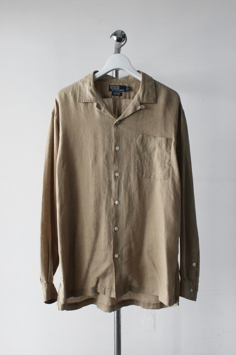 B*7様 Polo Ralph Lauren CALDWELL Linen Co 90s 00s Polo Ralph Lauren CALDWELL BIG POLO LINEN SILK OPEN