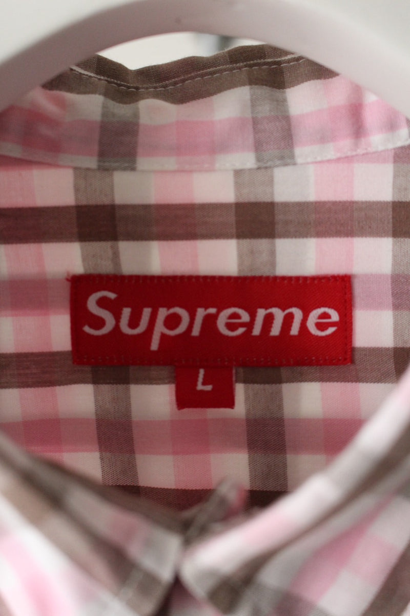 【supreme】初期 check shirt 90's Supreme check Shirt size M white/black checkered vintage +