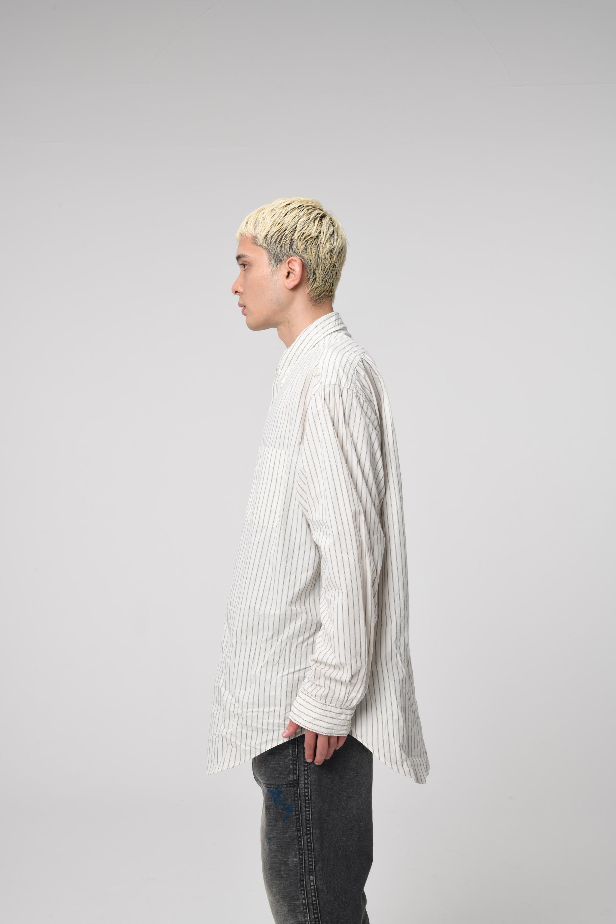 トップス HighCountBroad Stripe BandCollar Shirt 49d014f905098bd97ddda6178d4e74