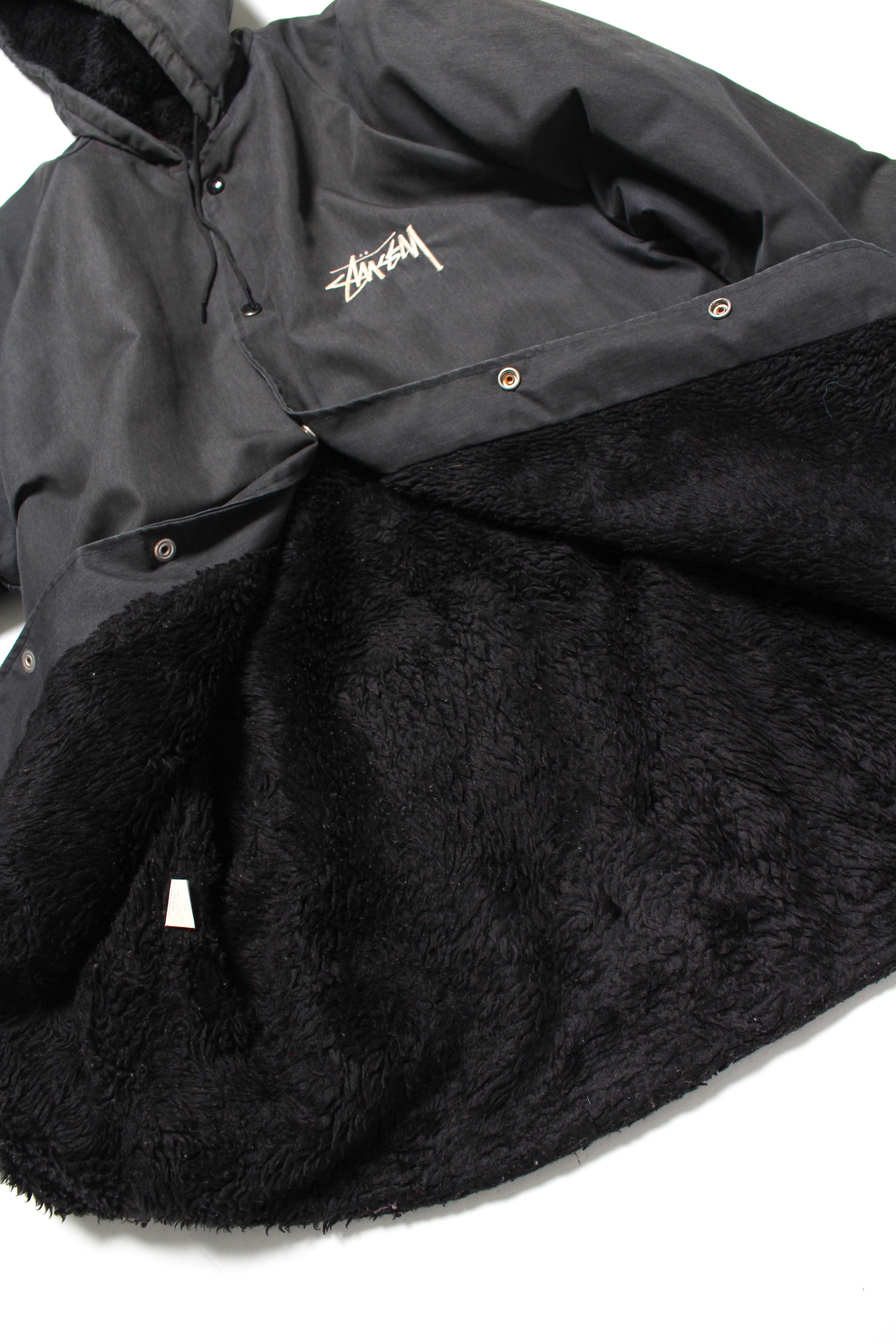 STUSSY‼️80年代‼️フード付きベンチコート 黒 当時試着程度‼️ 長期保管‼️‼️ IMG_6296_b96633c2-0e6a-46d6-