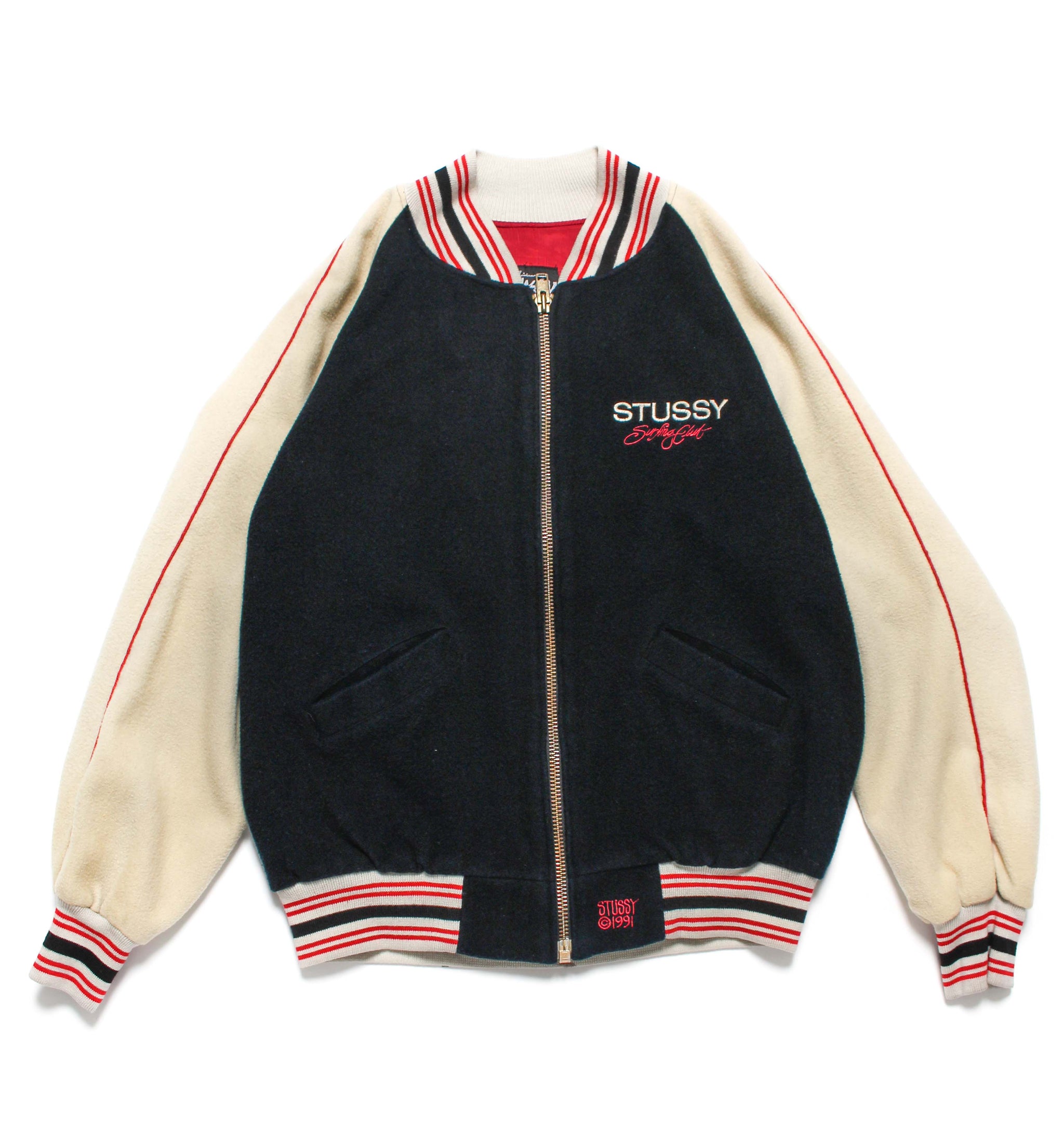 STUSSY SURF CLUB VARSITY JK 1991 – C30 - BOW WOW, RECOGNIZE FLAGSHIP SHOP