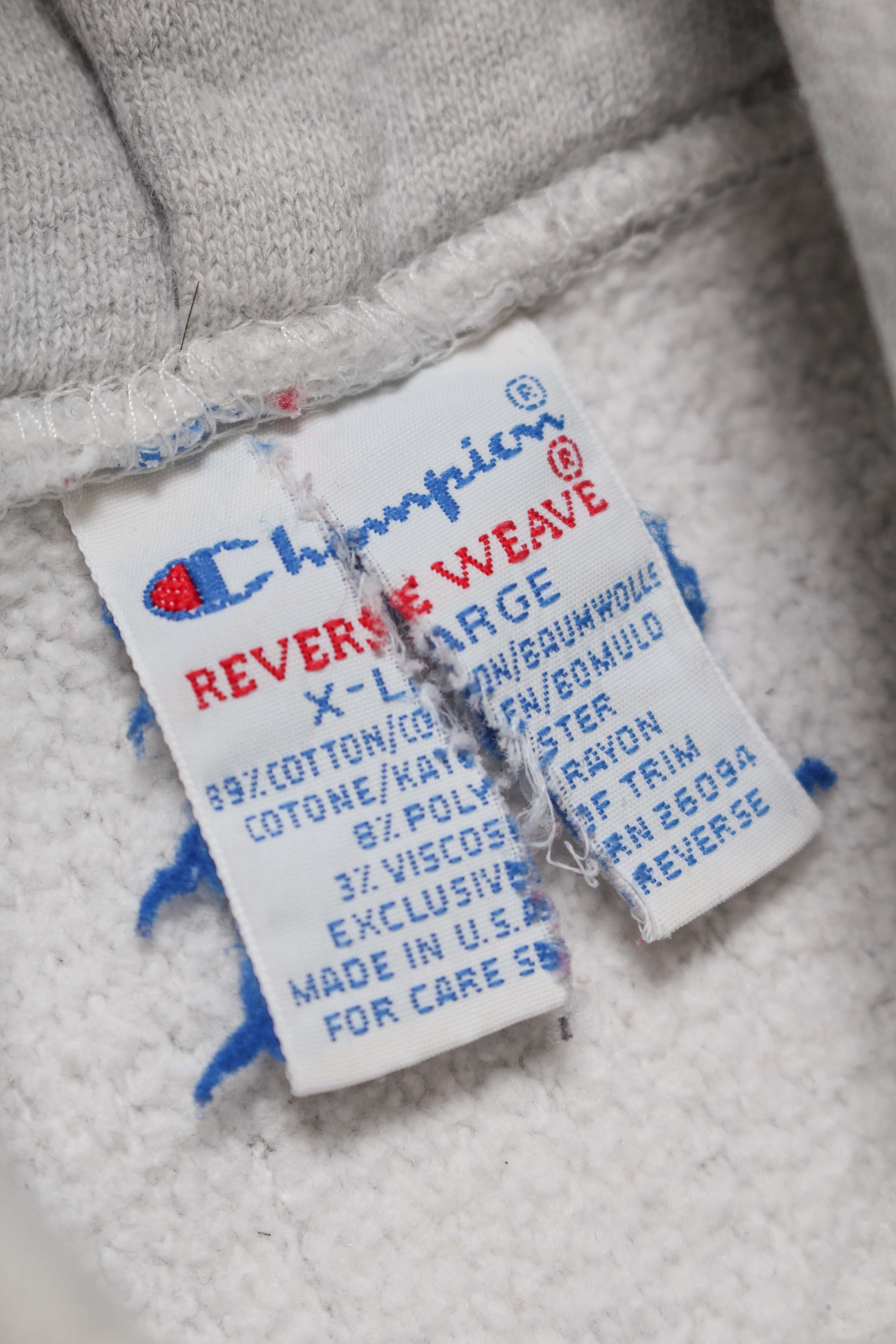 トップス 90s Champion Reverse Weave Sweat Ribline Vintage 90s Champion Reverse Weave Distressed Hoodie